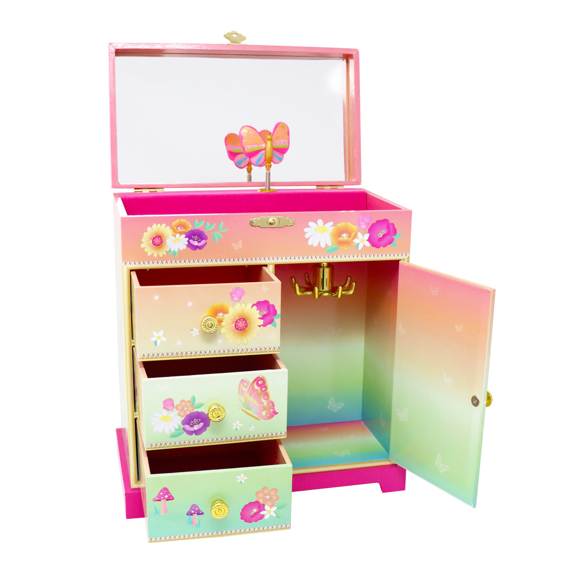 P/POP RAINBOW BUTTERFLY LRG MUSIC BOX