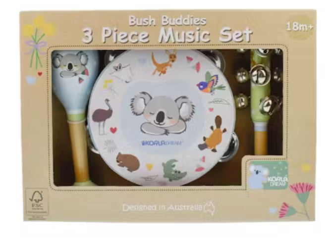 WOODEN BUSH BUDDIES 3PC MUSICAL SET