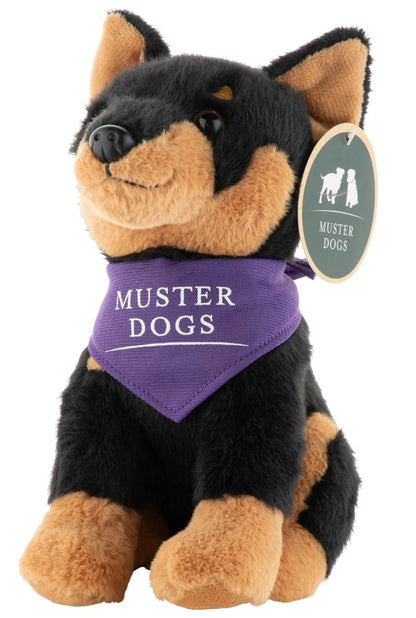 PLUSH MUSTER DOGS KELPIE BLK/TAN 22CM