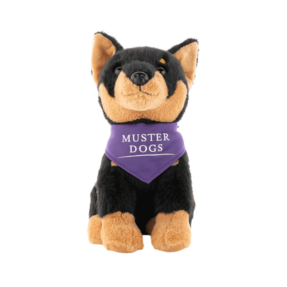 PLUSH MUSTER DOGS KELPIE BLK/TAN 22CM
