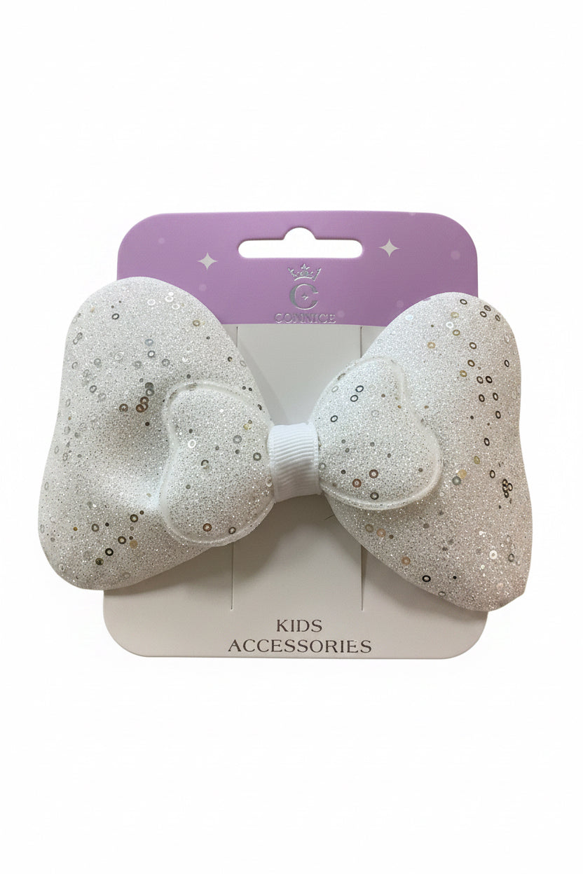 C/NICE HC13561 LGE GLITTER BOW HAIR CLIP