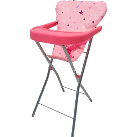 PW DOLL HIGHCHAIR PINK W STARS/HEARTS