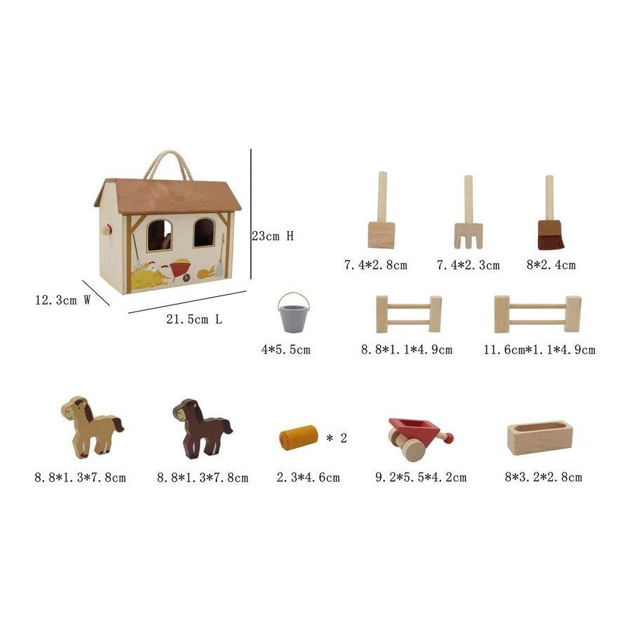 WOODEN PORTABLE HORSE STABLE PLAYSET