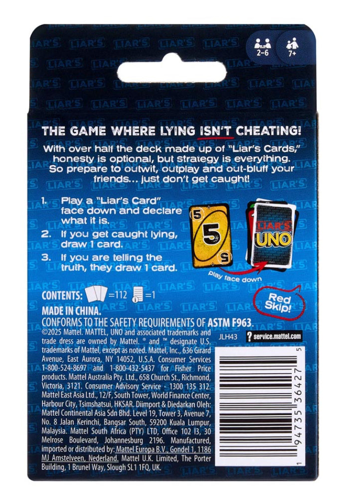 GAME UNO LIAR'S PIRATE'S UNO