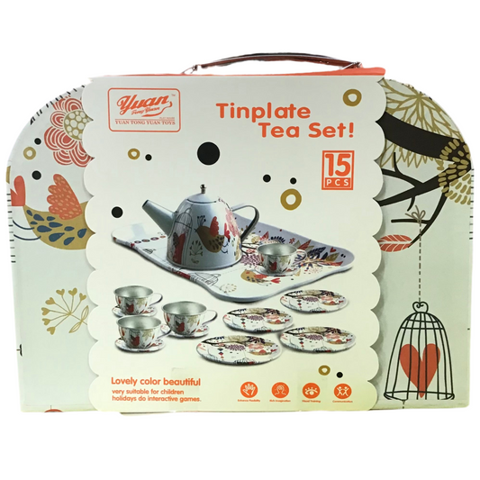 METAL TEA SET 15PC CARRY CASE AST