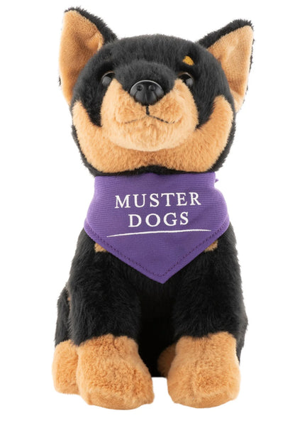 PLUSH MUSTER DOGS KELPIE BLK/TAN 22CM