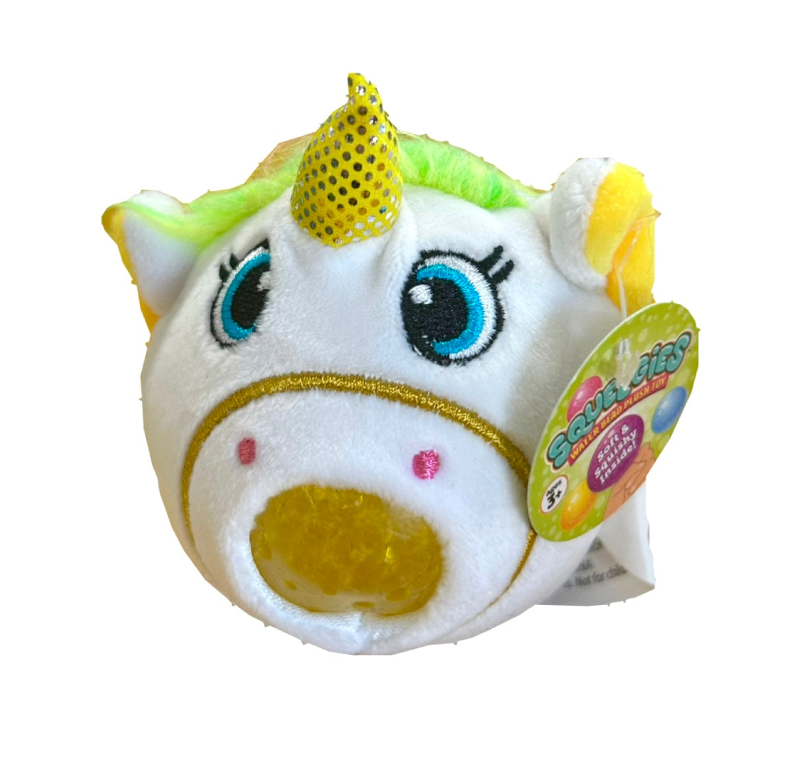 SQUEEGIES WATER BEAD PLUSH WHITE UNICORN