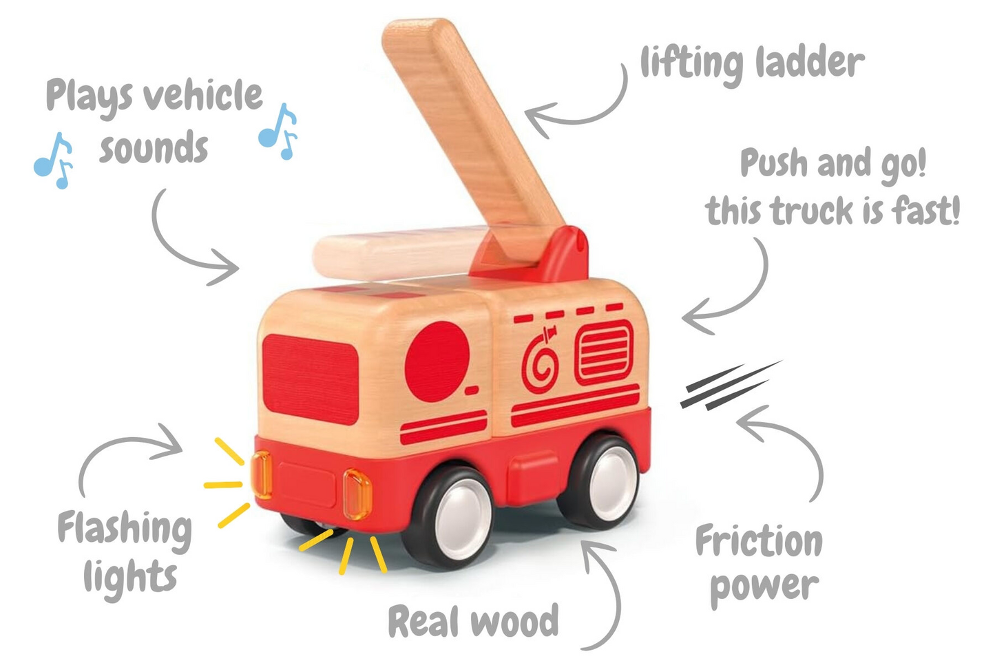 WOODEN FRICTION L&S FIRE TRUCK
