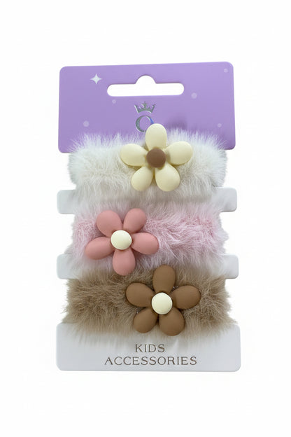 C/NICE HC01049 3PC FLUFFY BEAR HAIR TIES