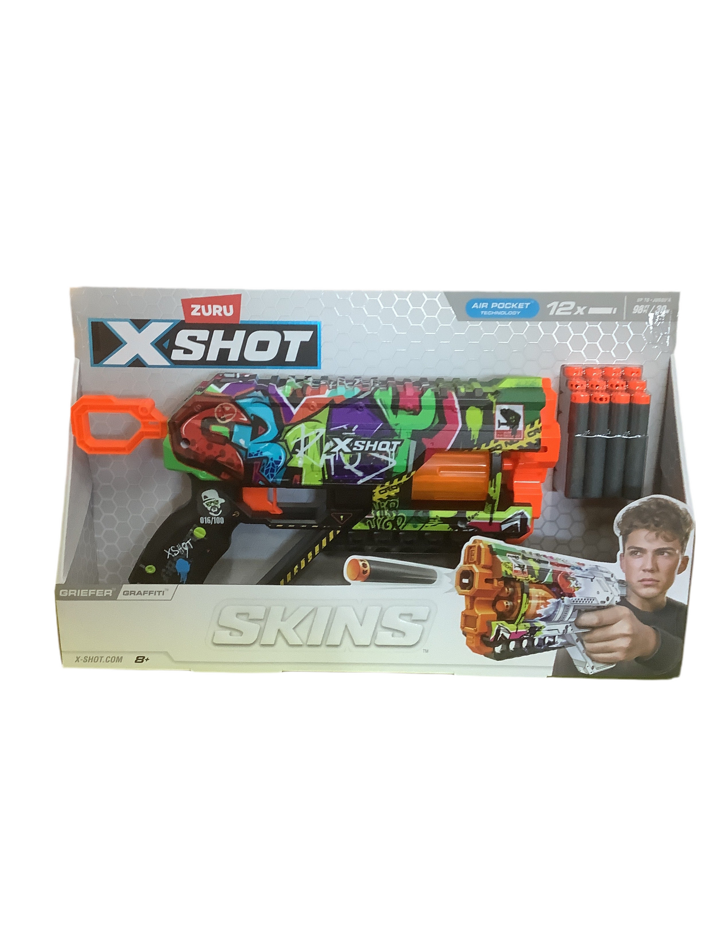 ZURU XSHOT SKINS GRIEFER W 12 DARTS AST