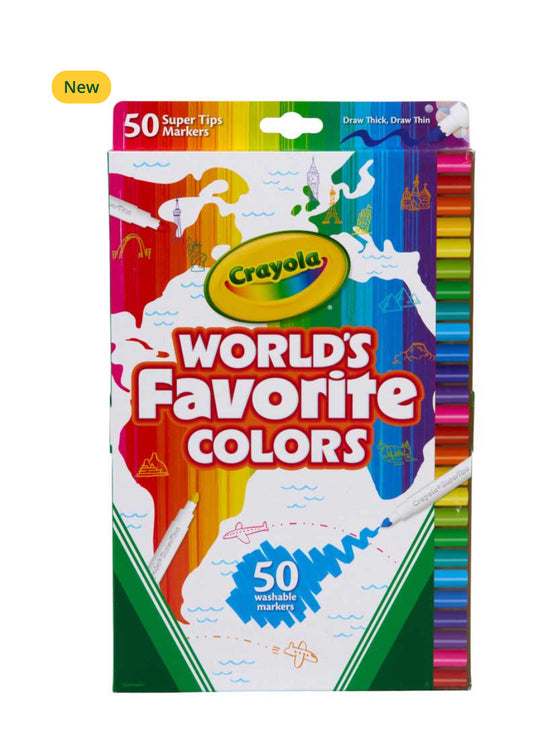 CRAYOLA MARKER SUPER TIPS 50PK WORLD FAV