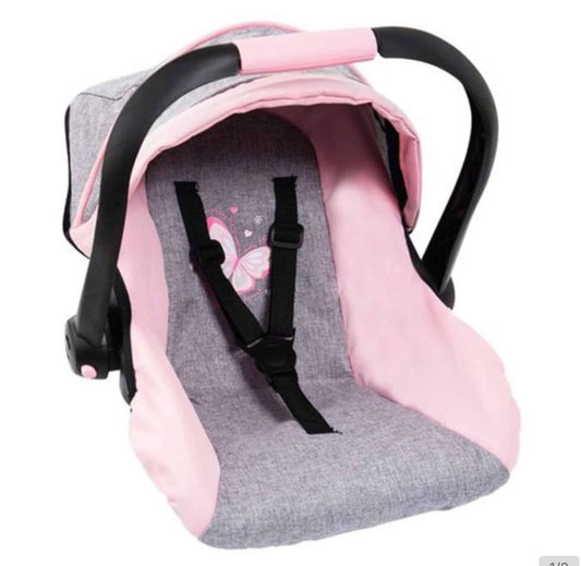 BAYER DOLL CAR CAPSULE GRY/PNK W BFLY