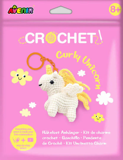 CROCHET KEYCHAIN - CURLY UNICORN
