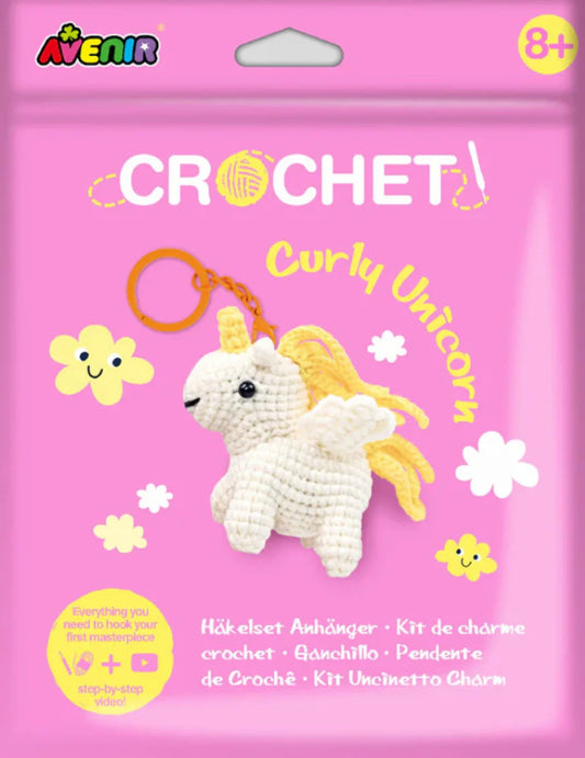 CROCHET KEYCHAIN - CURLY UNICORN