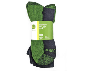 JD CREW SOCKS ADULTS BLACK/GREEN 4 PK