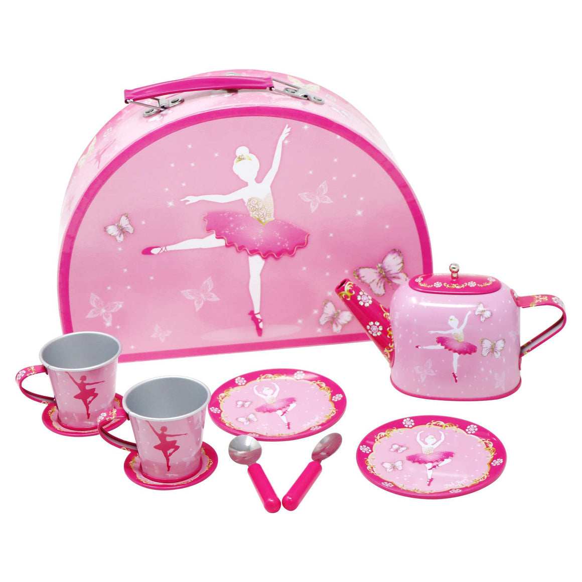 TIN TEA SET BUTTERFLY BALLET P/POP