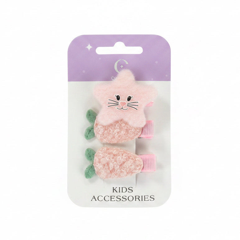 C/NICE HC03753 CAT & CARROT HAIRCLIP SET