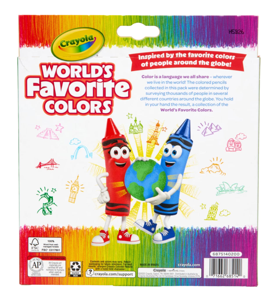 CRAYOLA PENCILS WORLD FAVS 12PK