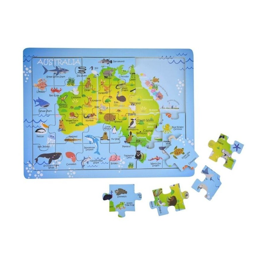 PUZZLE 24PC AUS MAP ANIMALS & LANDMARKS