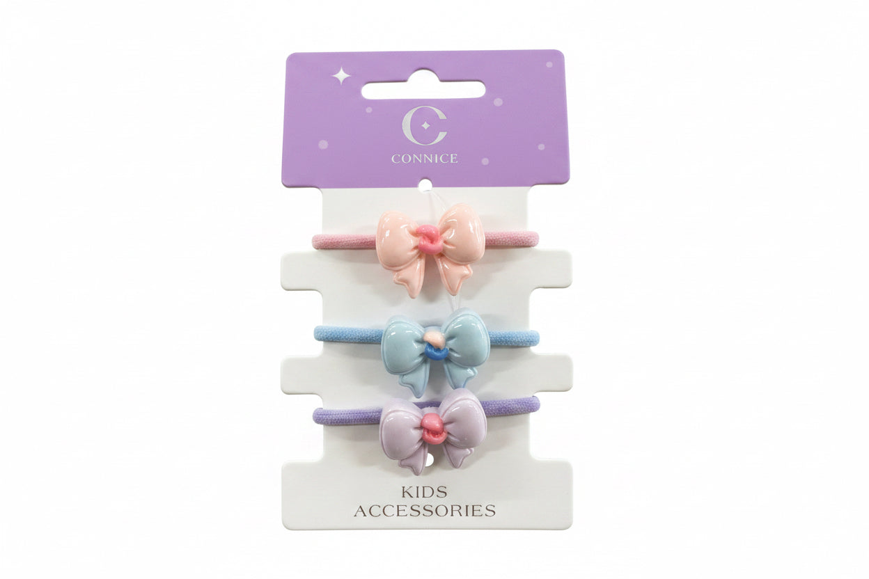 C/NICE HC09021 3PC PASTEL BOW HAIR TIES