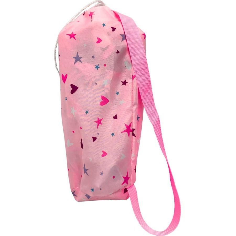 PW DOLL TRAVEL COT PINK W STARS/HEARTS