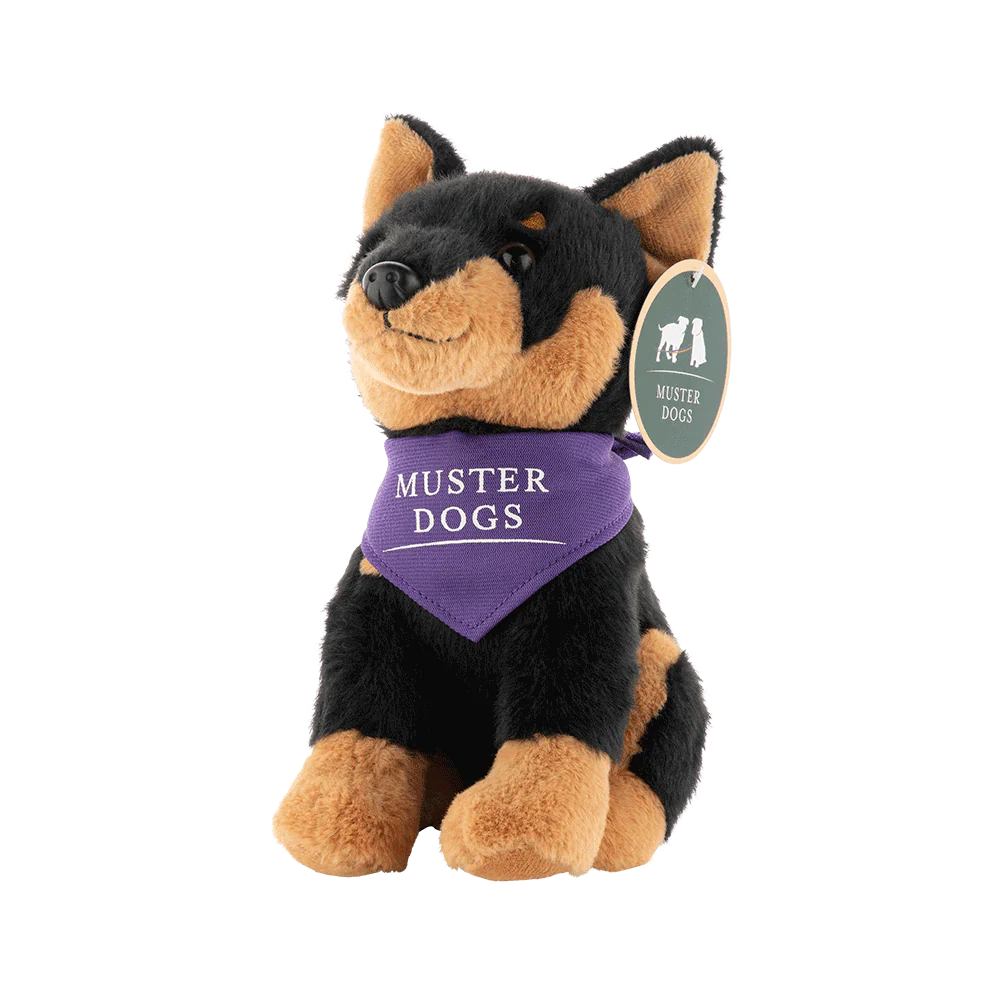 PLUSH MUSTER DOGS KELPIE BLK/TAN 22CM
