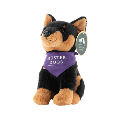 PLUSH MUSTER DOGS KELPIE BLK/TAN 22CM