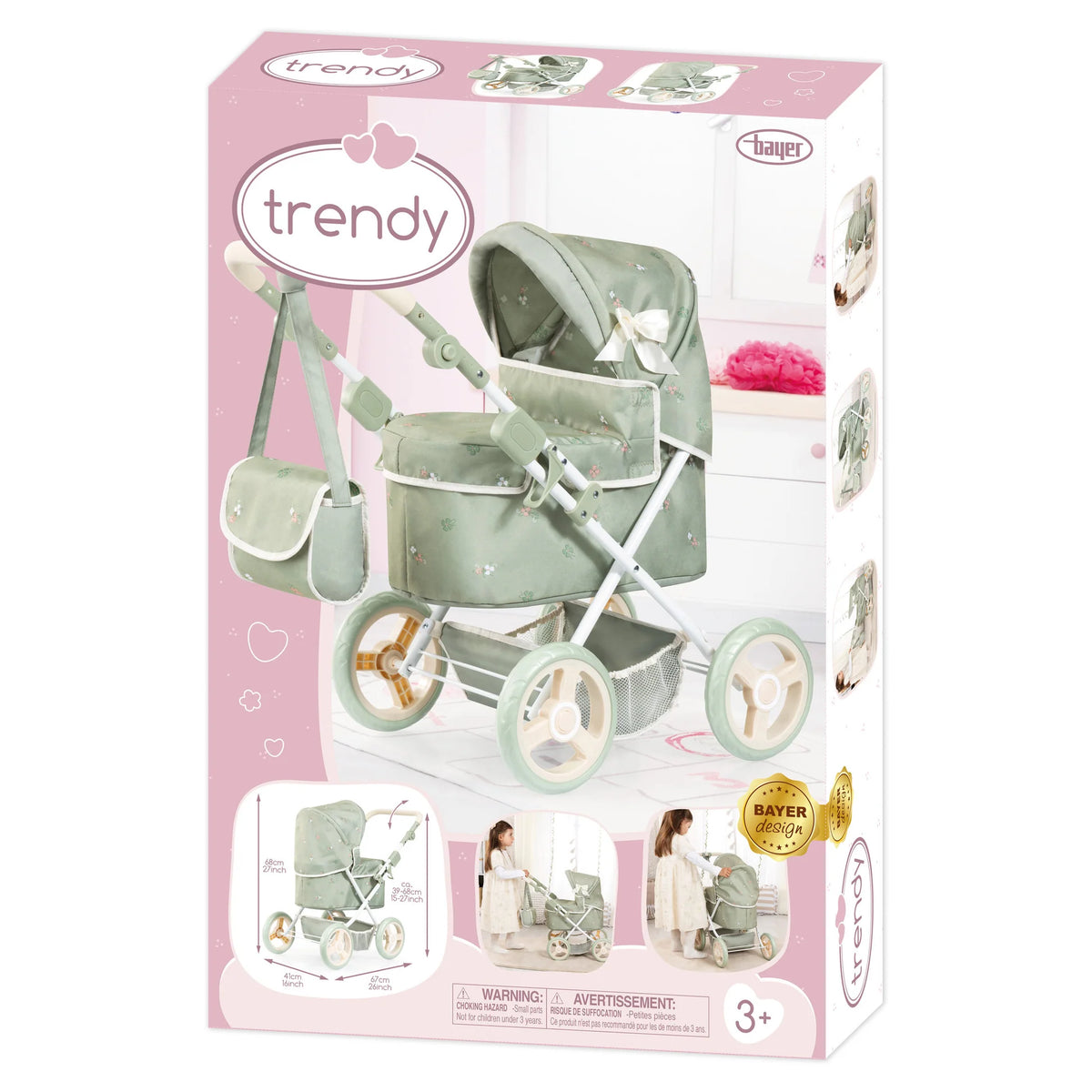 BAYER DOLL PRAM TRENDY SOFT SAGE GREEN
