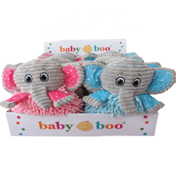 BABY BOO ELEPHANT WITH RATTLE PK OR BLUE