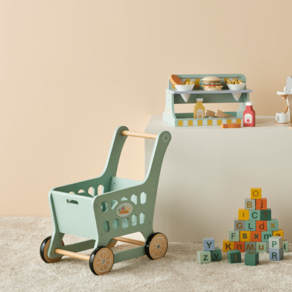 PILBEAM WOODEN SHOPPING TROLLEY