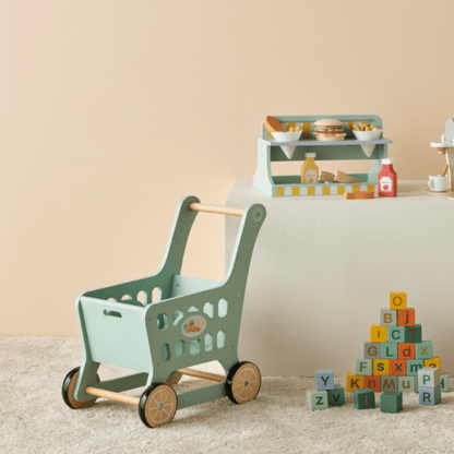 PILBEAM WOODEN SHOPPING TROLLEY