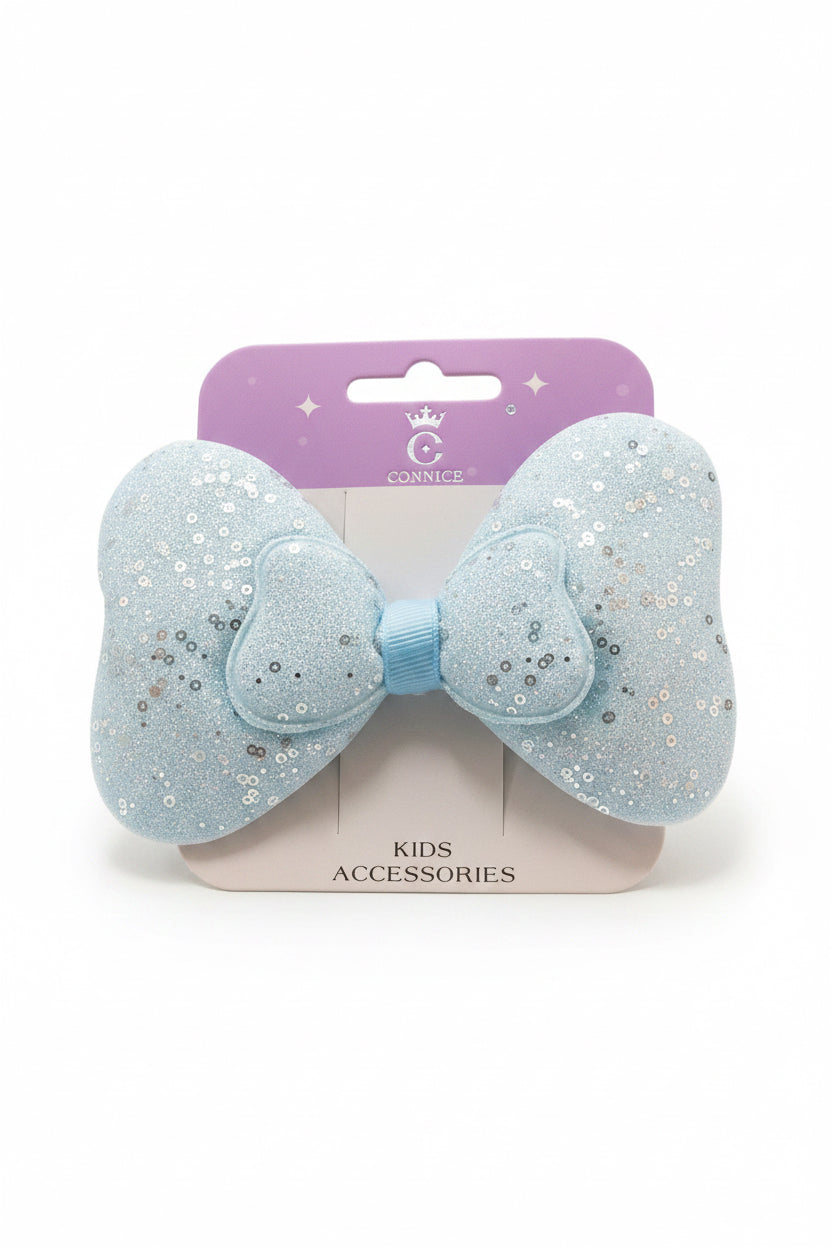 C/NICE HC13561 LGE GLITTER BOW HAIR CLIP