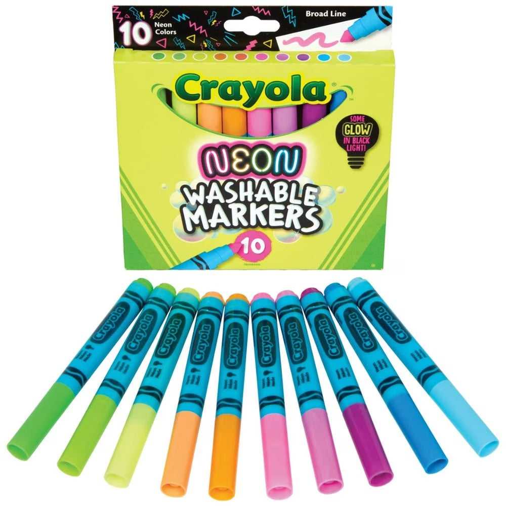 CRAYOLA MARKER 10PK BLK/LIGHT NEON