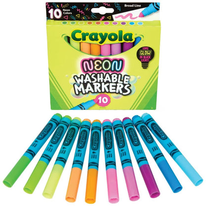 CRAYOLA MARKER 10PK BLK/LIGHT NEON
