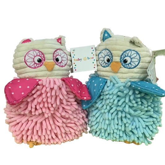 BABY BOO OWL WITH RATTLE PINK OR BLUE