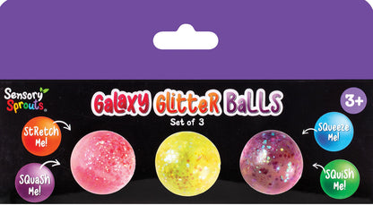 SENSORY GALAXY GLITTER BALLS PNK/PURP/YE