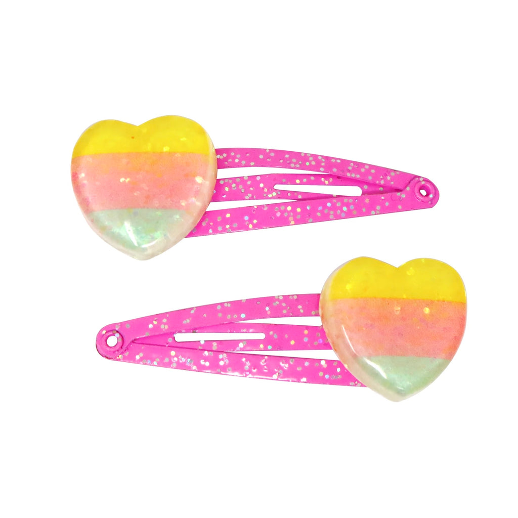 P/POP HCG202 RAINBOW HEART HAIRCLIPS