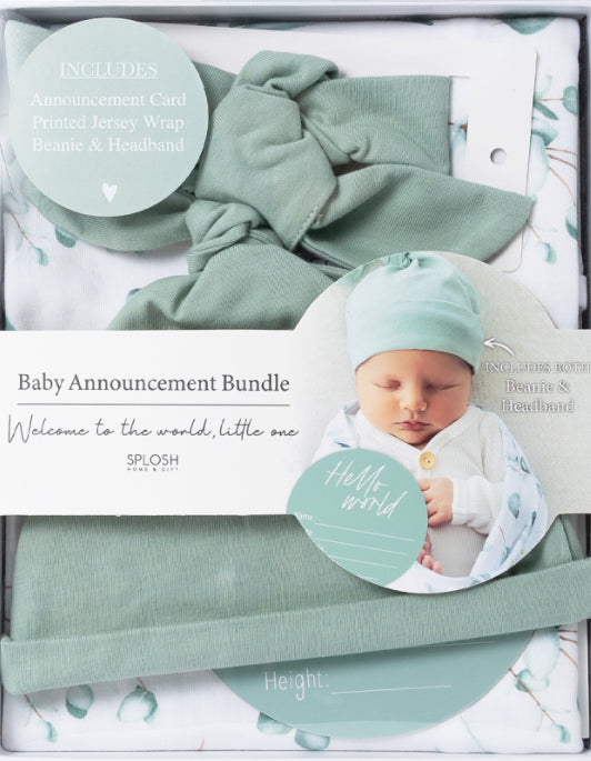 SPLOSH BABY ANNOUNCEMENT EUCALYPTUS