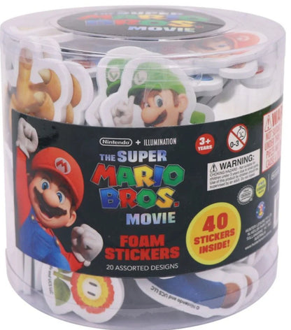 SUPER MARIO FOAM STICKERS 40PK IN TUBE