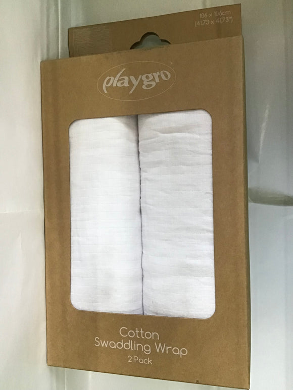 PLAYGRO COTTON SWADDLING WRAP WHITE