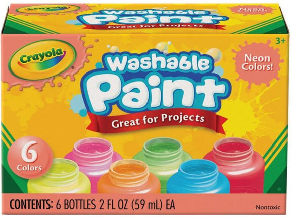 CRAYOLA PAINT NEON WASHABLE 6CT