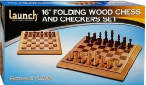 GAME CHESS & CHECKERS 16" WOOD FOLDING B