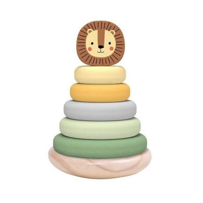 WOODEN FOREST FRIEND LION STACKING TOWER