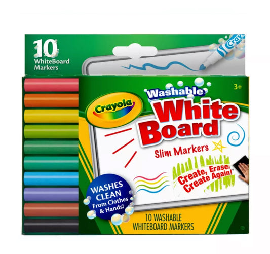 CRAYOLA MARKER WHITEBOARD SLIM WASH 10CT