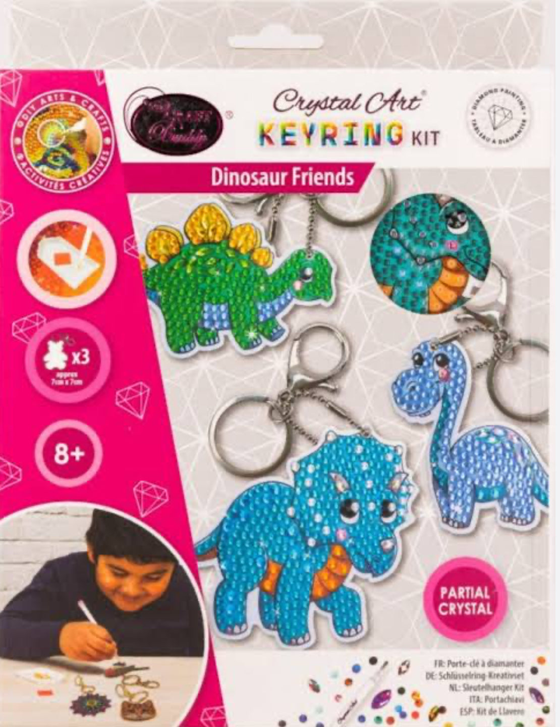 Crystal Art Keyring Kit Dinosaur Friends