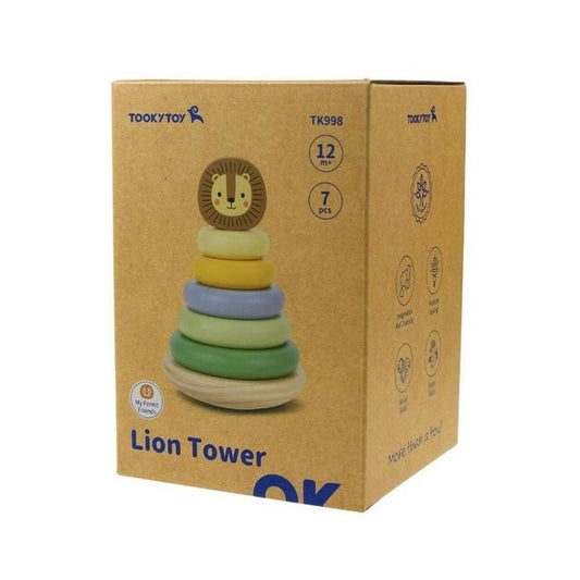 WOODEN FOREST FRIEND LION STACKING TOWER