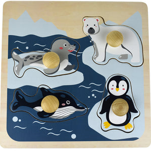 PUZZLE LARGE PEG POLAR ANIMAL