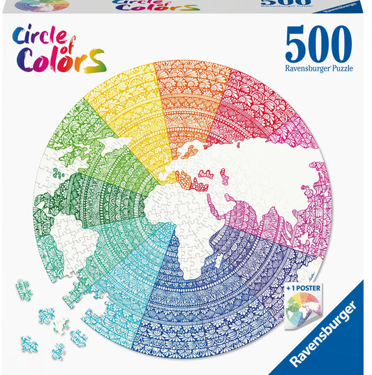 PUZZLE 500PC CIRCLE OF COLOR MANDALA