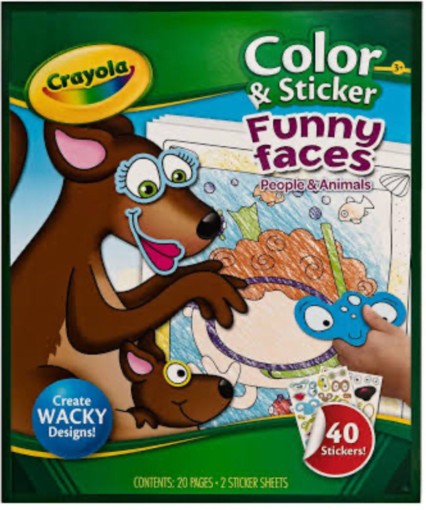 CRAYOLA COLOR & STICKER BOOK FUNNY FACES