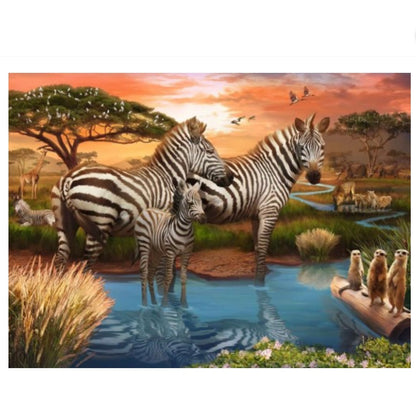 PUZZLE 500PC ZEBRAS AT WATERHOLE